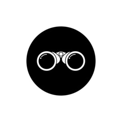 Binocular icon circle background black color editable. Telescope icon.