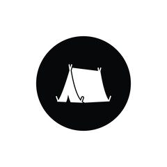 Camp icon circle background black color editable. Camp vector isolated.