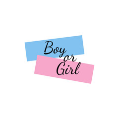 ts a boy or girl - baby shower invitation template. Calligraphic text in the hand-drawn female and male gender sign. Baby born announcement template. Simple flat black vector illustration on white