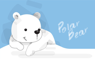Vector illustration of cute Christmas polar bear cartoon.