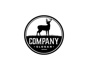 Wild Big Horn Deer Animal Vintage Circle Logo Nature Vector