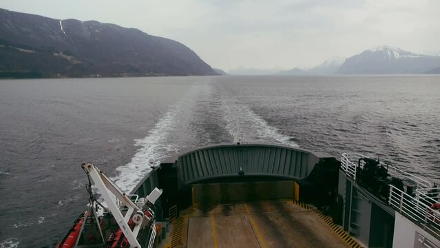 On board a car ferry, Norway, looking back