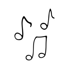 Music note in doodle style. Hand drawn illustration