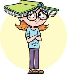 girl with an open book on her head