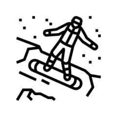 snowboarding extreme sport line icon vector. snowboarding extreme sport sign. isolated contour symbol black illustration