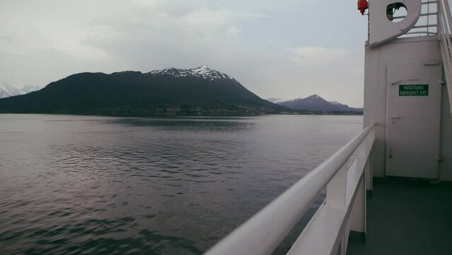 On board a car ferry, Norway. POV with door