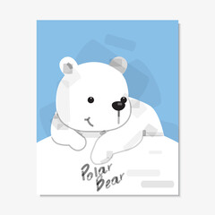 Vector illustration of cute Christmas polar bear cartoon.