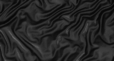 black leather background with wrinkles and folds.