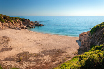 Fototapeta na wymiar Sardegna, spiaggia solitaria a Muravera, in Italia, Europa
