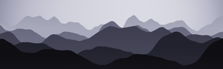 cute blue hills nature mountainscape - panoramic image digital graphics texture or background illustration