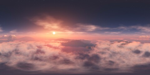 Clouds in the sky, clouds panorama, sunrise over clouds, cloudy landscape, 3d rendering