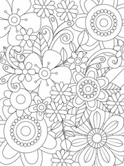 Mehndi flower for henna, mehndi, tattoo, decoration. decorative ornament in ethnic oriental style. doodle ornament. outline hand-drawn illustration. coloring book page.