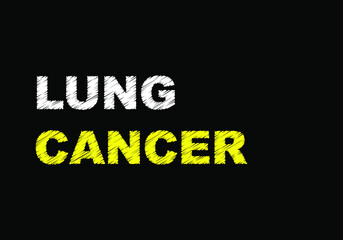 Lung cancer words on black chalkboard. 