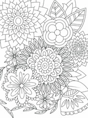 Mehndi flower for henna, mehndi, tattoo, decoration. decorative ornament in ethnic oriental style. doodle ornament. outline hand-drawn illustration. coloring book page.