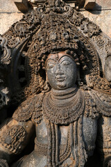 Hoysaleswara Temple sculpture work Halebidu Karnataka India, 12th-century Hindu temple dedicated to Shiva, It is the largest monument in Halebidu, the former Hoysala capital.