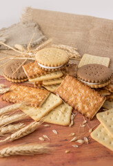 Delicious crunchy cracker. Healthy and natural cookies with spikelets