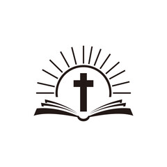bible logo icon and christian cross