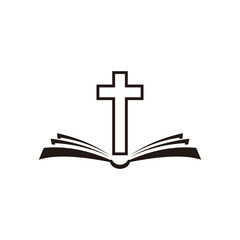 bible logo icon and christian cross