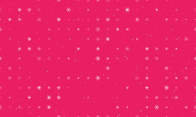 Seamless background pattern of evenly spaced white astrological sextile symbols of different sizes and opacity. Vector illustration on pink background with stars