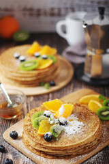 Crepes or bliny with fruit