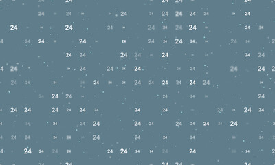 Seamless background pattern of evenly spaced white around the clock symbols of different sizes and opacity. Vector illustration on blue gray background with stars