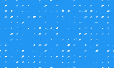 Seamless background pattern of evenly spaced white iron symbols of different sizes and opacity. Vector illustration on blue background with stars