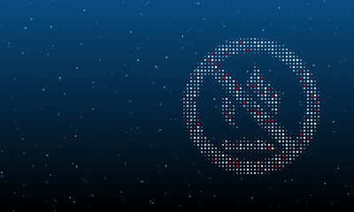 On the right is the no gas symbol filled with white dots. Background pattern from dots and circles of different shades. Vector illustration on blue background with stars
