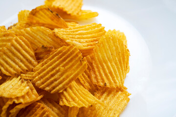 Chips. Potato chips. Delicious chips. Snack for beer. snack chips