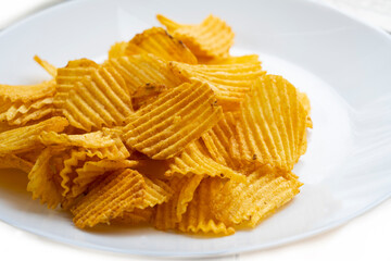 Chips. Potato chips. Delicious chips. Snack for beer. snack chips