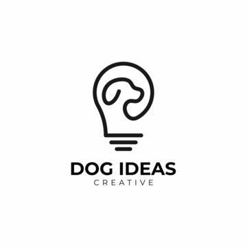 dog bulb logo design vector