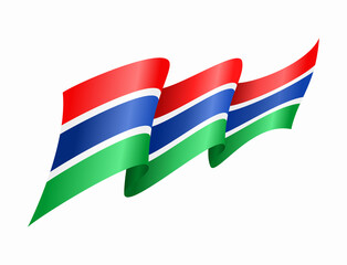 Gambian flag wavy abstract background. Vector illustration.