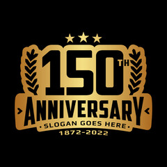 150 years anniversary logo design template. 150th anniversary celebration logotype. Vector and illustration.