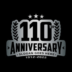 110 years anniversary logo design template. 110th anniversary celebration logotype. Vector and illustration.