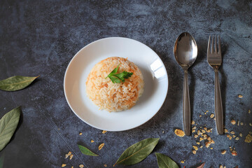 Traditional delicious Turkish food; Turkish style rice pilaf (Turkish name; Tel sehriyeli pirinc...
