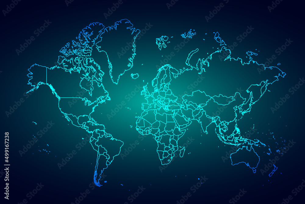 Poster wire frame 3d mesh polygonal network line, design sphere, structure. abstract world map digital text