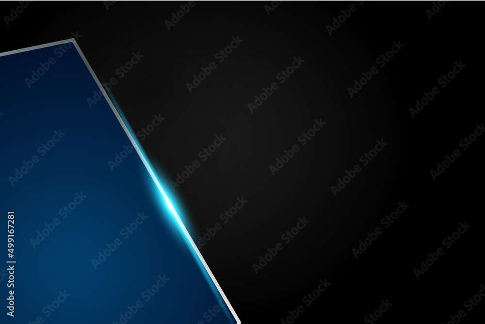 Poster abstract metallic blue black frame layout modern tech design template background. black metallic bac