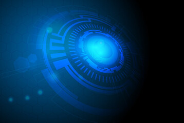 Vector illustration white gear wheel on circuit board, Hi-tech digital technology and engineering, digital telecoms technology concept, Abstract futuristic- technology on blue color background