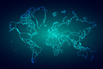 Wire Frame 3D mesh polygonal network line, design sphere, structure. abstract world map digital texture pattern technology innovation concept background Vector illustration eps 10.