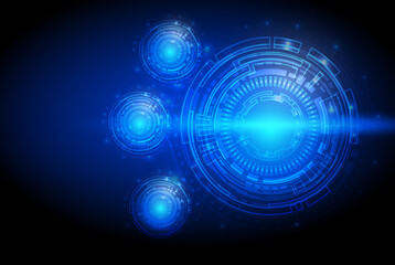 Vector illustration white gear wheel on circuit board, Hi-tech digital technology and engineering, digital telecoms technology concept, Abstract futuristic- technology on blue color background