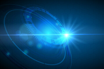 Vector illustration white gear wheel on circuit board, Hi-tech digital technology and engineering, digital telecoms technology concept, Abstract futuristic- technology on blue color background