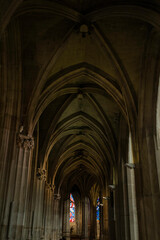 Fototapeta premium Rib Vaulting Ceilings inside of Saint Severin Church in Paris, France 