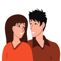 Lovers Man and woman, relationship, marriage. Vector illustration isolated on white background.