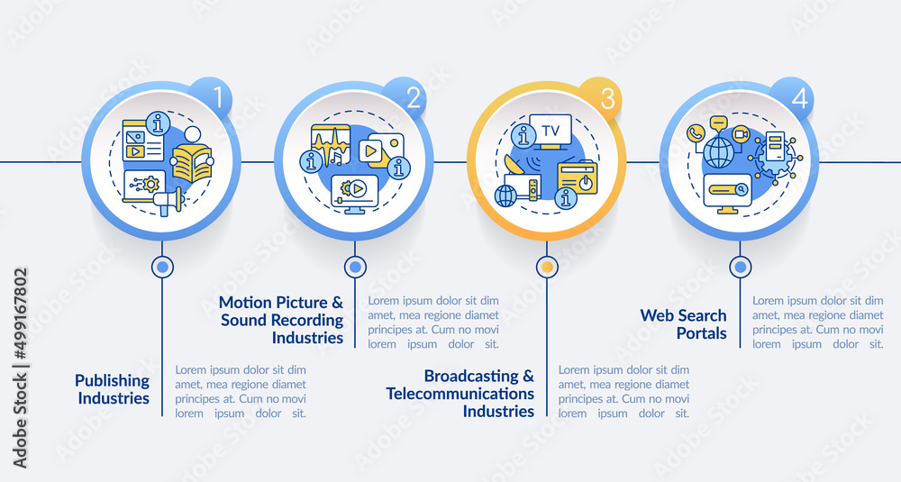 Poster information sector elements circle infographic template. telecommunication. data visualization with 