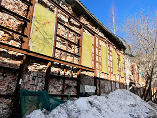 The ruins of an old building in Uspensky Lane. One of the buildings of the Shubins' estate. Russia, the city of Moscow
