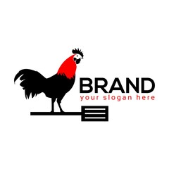 Fototapeta na wymiar Rooster meat restaurant logo vector. Flat design. Vector Illustration on white background.