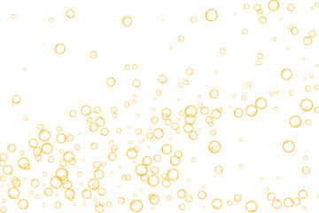 Golden air Bubbles, oxygen, champagne crystal clear isolated on white background modern design. Vector illustration of EPS 10.