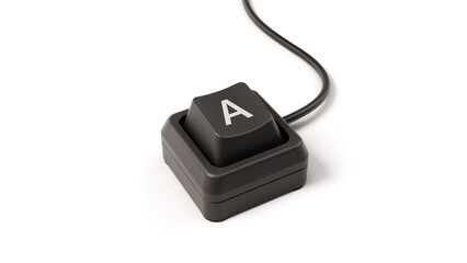 letter A button of single key computer keyboard, 3D illustration