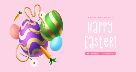 Easter Holiday festive composition. Vector illustration.
