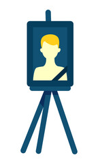 Easel stand with mourning photo frame semi flat color vector object. Full sized item on white. Funeral service. Memorial product. Simple cartoon style illustration for web graphic design and animation