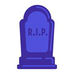 Dark blue tombstone rip sign semi flat color vector object. Cemetery tourism. Honoring memory. Full sized item on white. Simple cartoon style illustration for web graphic design and animation